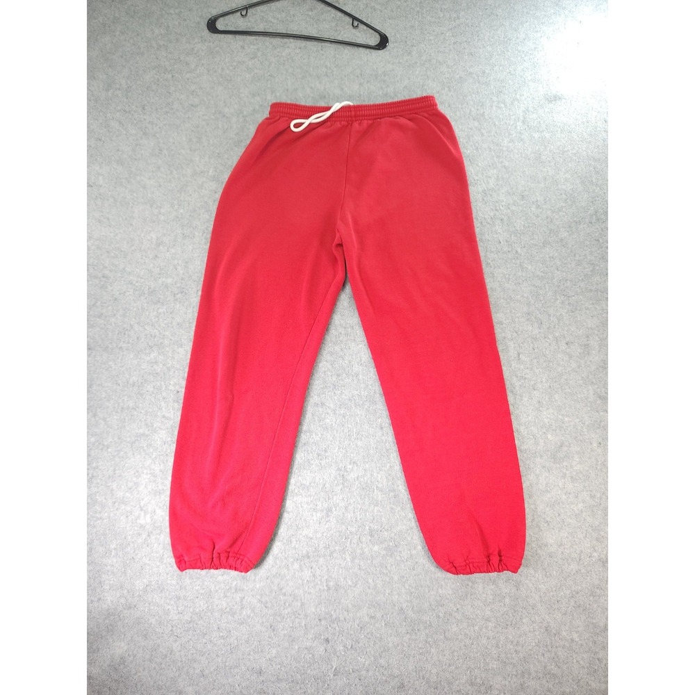VTG Jerzees Pants Mens L Red Pull On Sweatpants Warmup Jogger Gym Tapered USA